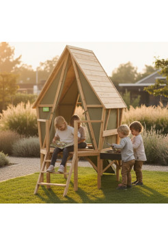 Детский домик EXIT Yuki 350 с горкой и кухней из кипариса